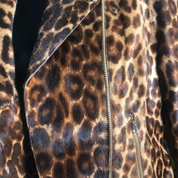 L’Agence by Agent Provocateur NWT Leather Leopard Biker Jacket Size Small - Picture 13 of 16